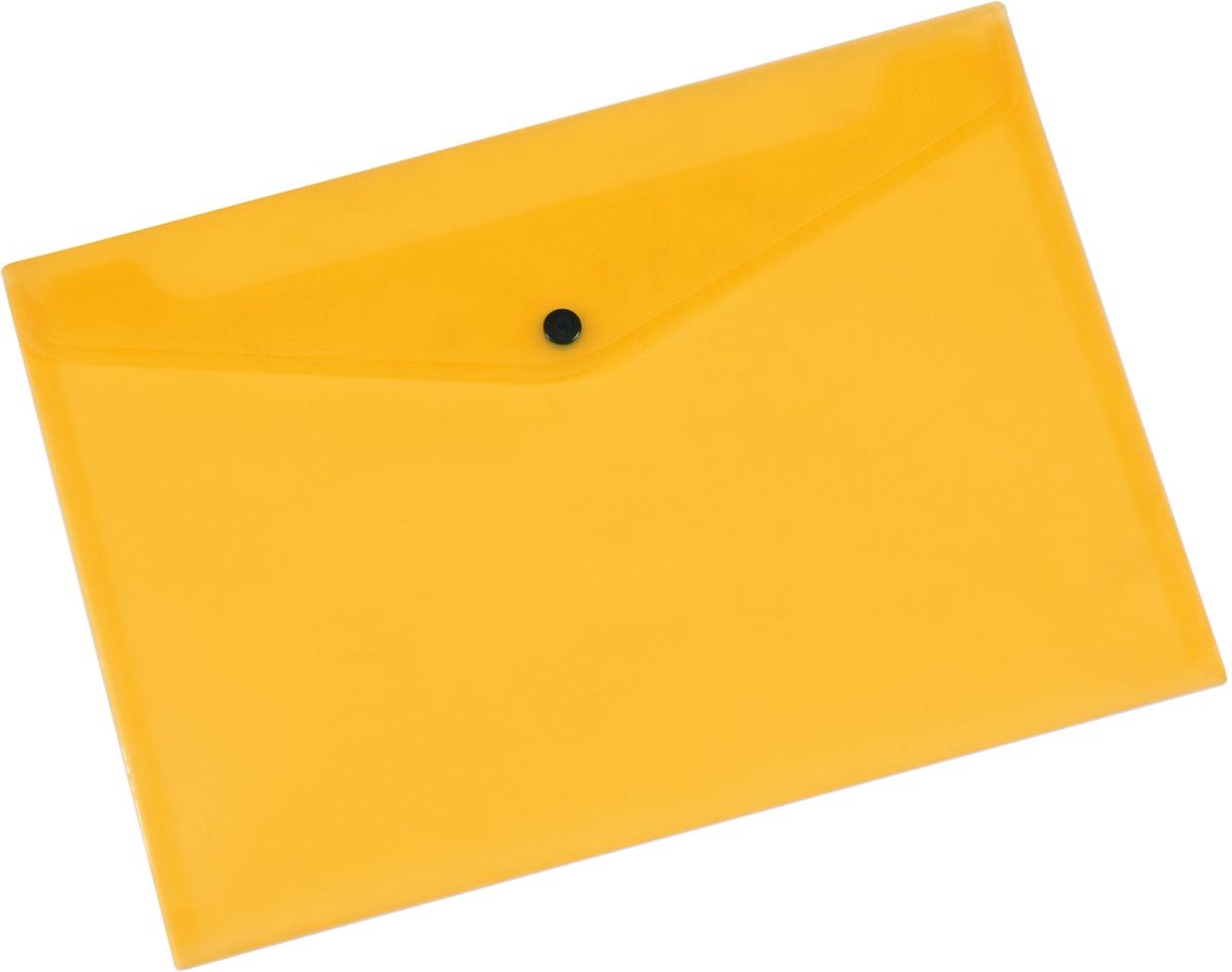 Cartella portadocumenti Q-connect, a4, pp trasparente, chiusura a pulsante, gialla 12 pezzi