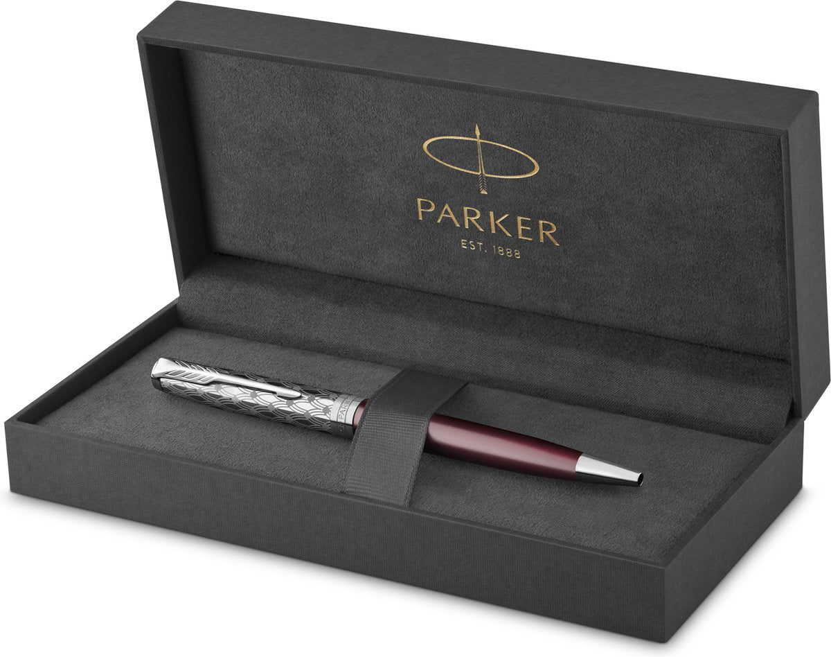 Penna a sfera Parker Sonetto | metallo e vernice rossa | punta media con inchiostro nero | confezione regalo