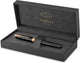 Parker sonnet-vulpen | zwart gelakt met gouden afwerking | medium penpunt | geschenkverpakking