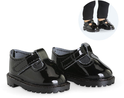 Corolle black lacquered baby shoes for dolls, 36 cm