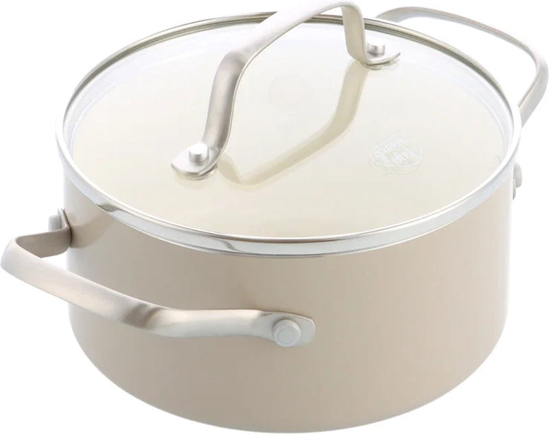Pentola per induzione in ceramica Greenchef Nordics con coperchio 16 cm 1,58 l - senza pfas - padella a induzione - lavabile in lavastoviglie - adatta al forno fino a 220°C - rivestimento antiaderente in ceramica - panna