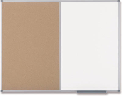 Nobo classic combination cork steel notice board whiteboard memo board including mounting material - 900x600mm - white natural brown