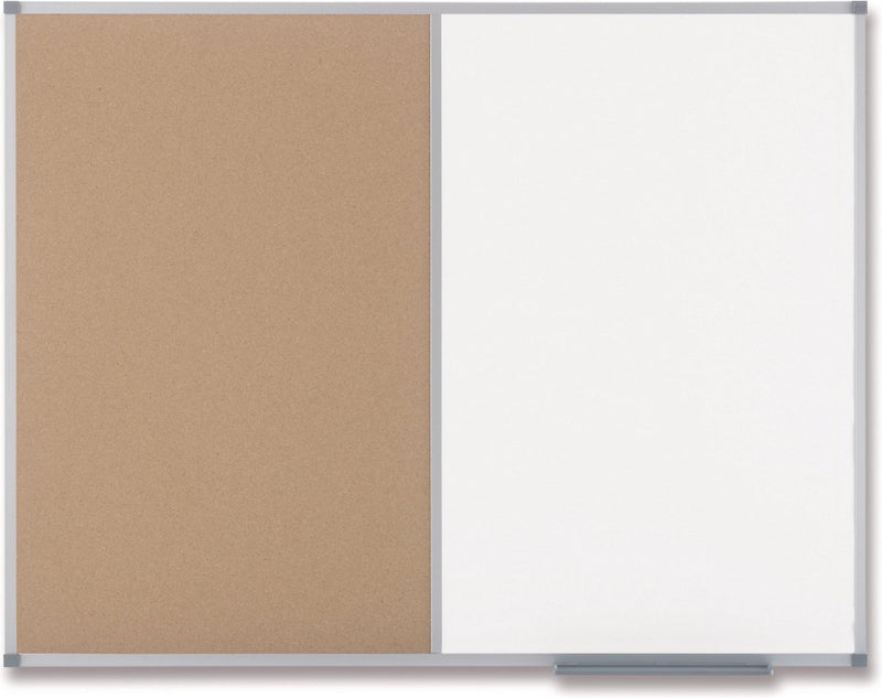 Nobo tablón de anuncios clásico de acero y corcho, pizarra blanca, tablero de notas con material de montaje incluido - 900x600 mm - blanco marrón natural