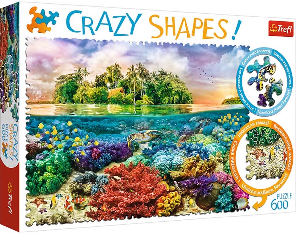 Puzzle Trefl isola tropicale 600 pezzi - forme pazzesche, qualità premium.