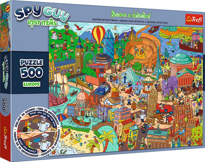 Trefl Puzzle Spia Ragazzo Oggetti Smarriti Europa 500 Pezzi di Cartone.