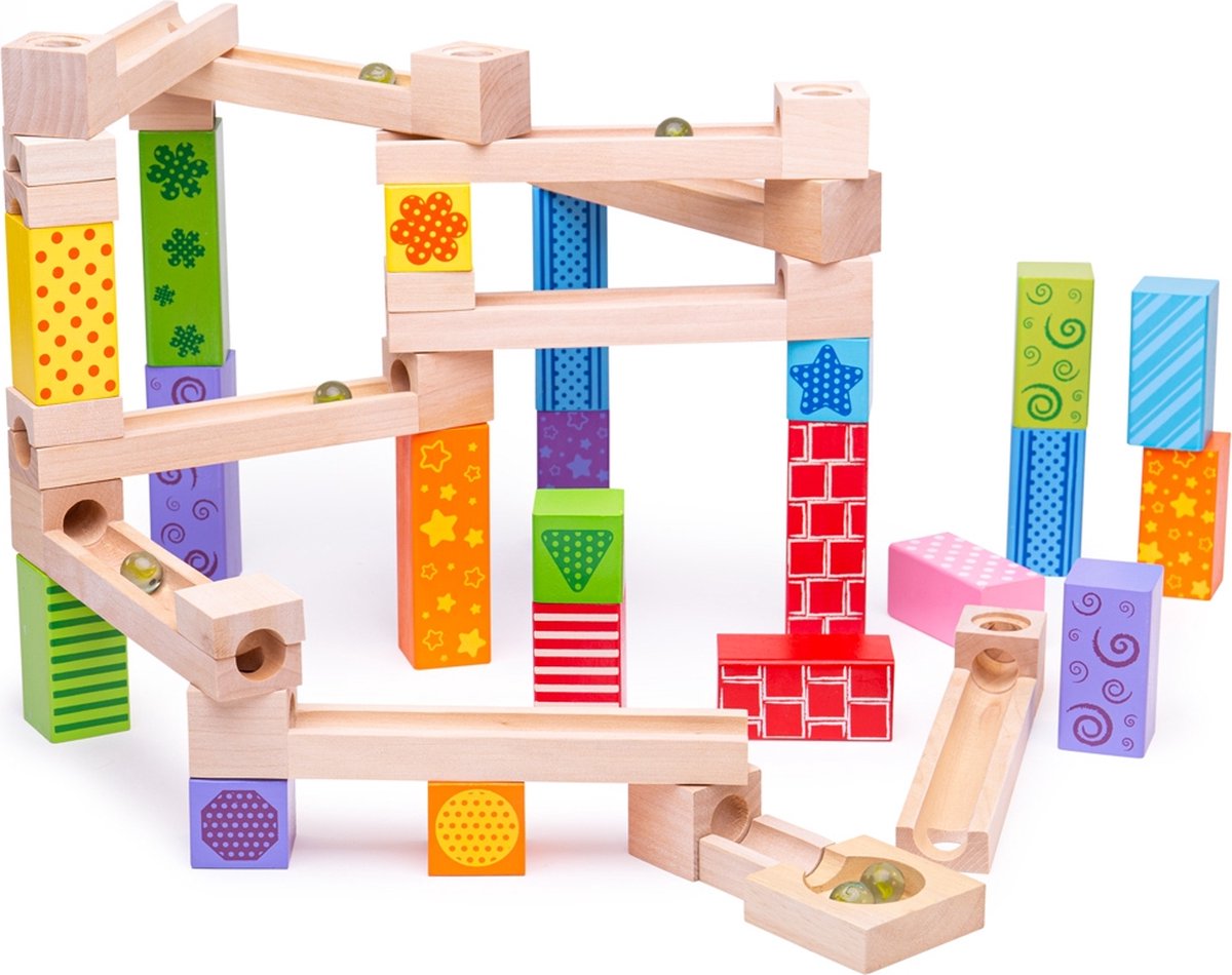 BigJigs Wooden Marble Track, 53dlg.