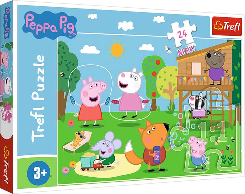 Trefl - rompecabezas - 24 maxi - diversión en la hierba peppa pig