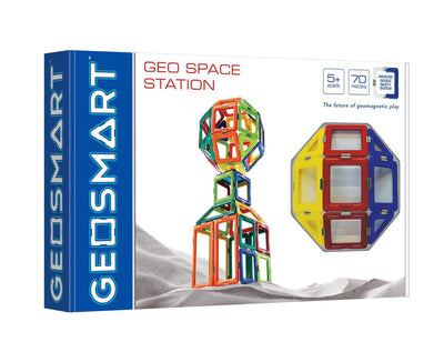 Stazione geospaziale Geosmart - giocattoli di costruzione magnetici - set spaziale di lusso da 70 pezzi con spinner luminoso - a partire da 5 anni