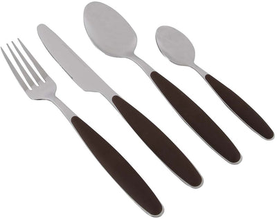 Gimex - cutlery - brown - soft touch handle - 16 pieces