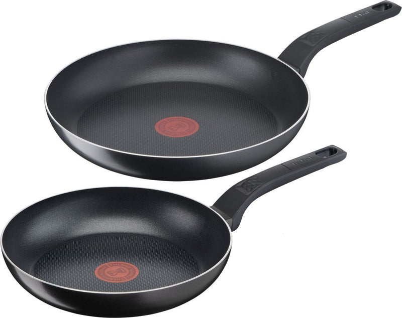 Tefal easy cook clean - set padelle - ø24 e ø28 cm - non adatto all'induzione - rivestimento antiaderente - alluminio - nero
