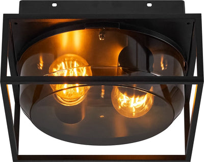 Lampada da soffitto Enzo | griffin 2x e27 nero smokey ip44 - 4803010