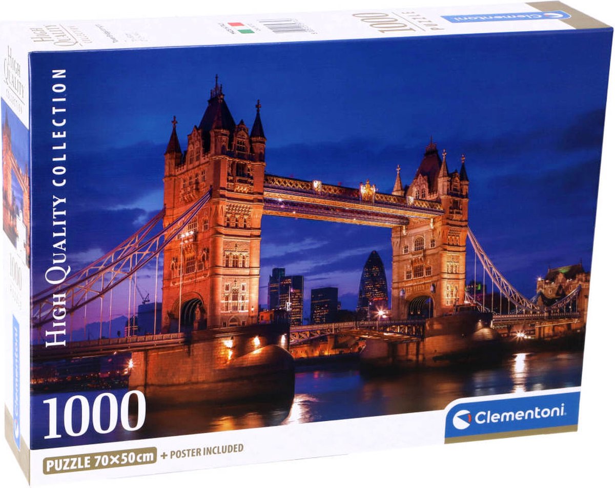 Clementoni - puzzle - 1000 pezzi - Tower Bridge di notte - puzzle per adulti - materiale riciclato