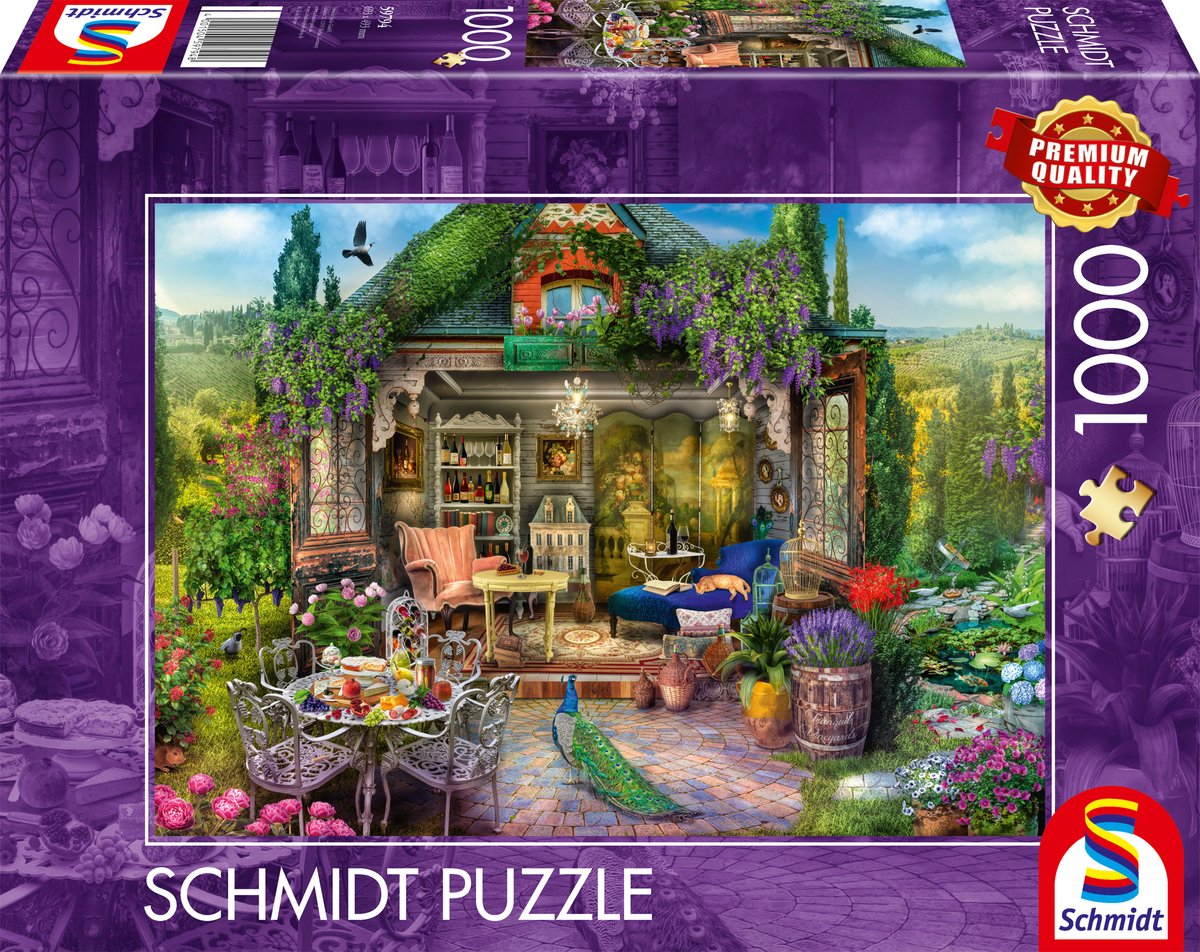 Schmidt - Puzzle - Felicità nella casetta da giardino tra i vigneti - 1000 pezzi - Adulti - dai 12 anni