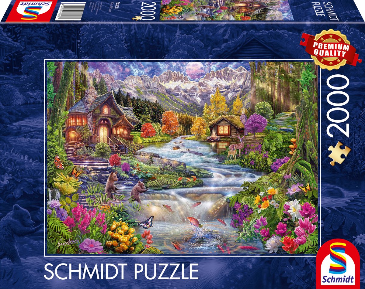 Schmidt - puzzle - idillio fluviale in montagna - 2000 pezzi - adulti - da 14 anni