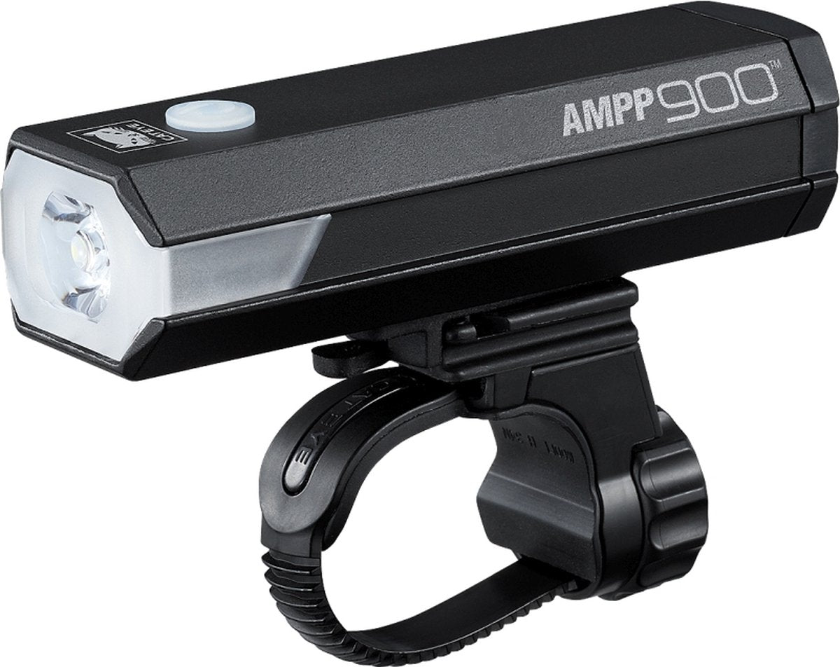 Faro de bicicleta Cateye ampp900 - iluminación de bicicleta máx. 900 lúmenes - autonomía de 2 a 35 horas - recargable por USB - a prueba de salpicaduras - cinco modos de luz