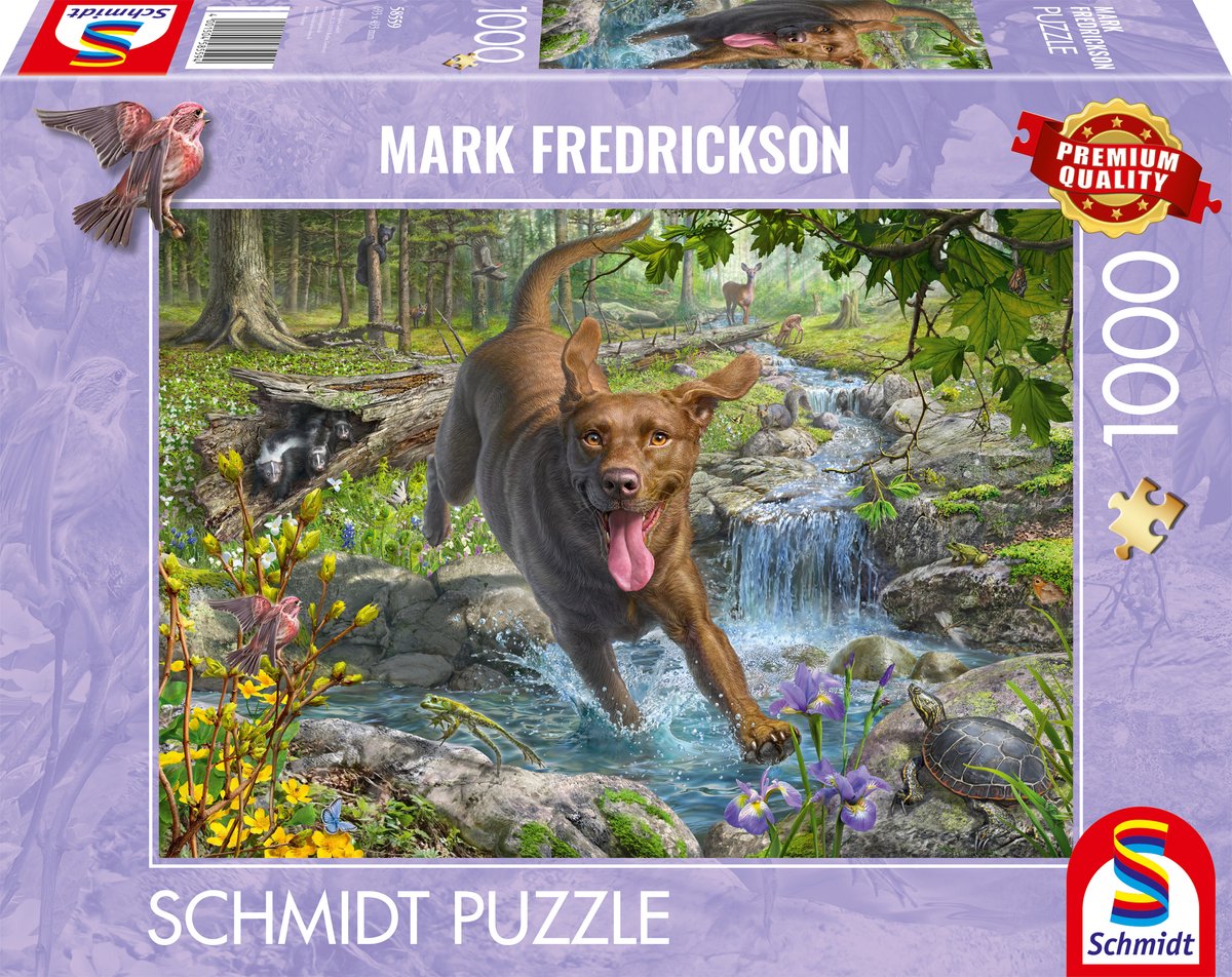 Schmidt - legpuzzel - hondenliefde, lentewandeling met labrador retriever - mark fredrickson - 1000 stukjes - volwassenen - vanaf 12 jaar