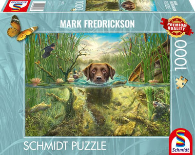 999games rompecabezas schmidt - labrador de chocolate nadando, 1000 piezas - rompecabezas