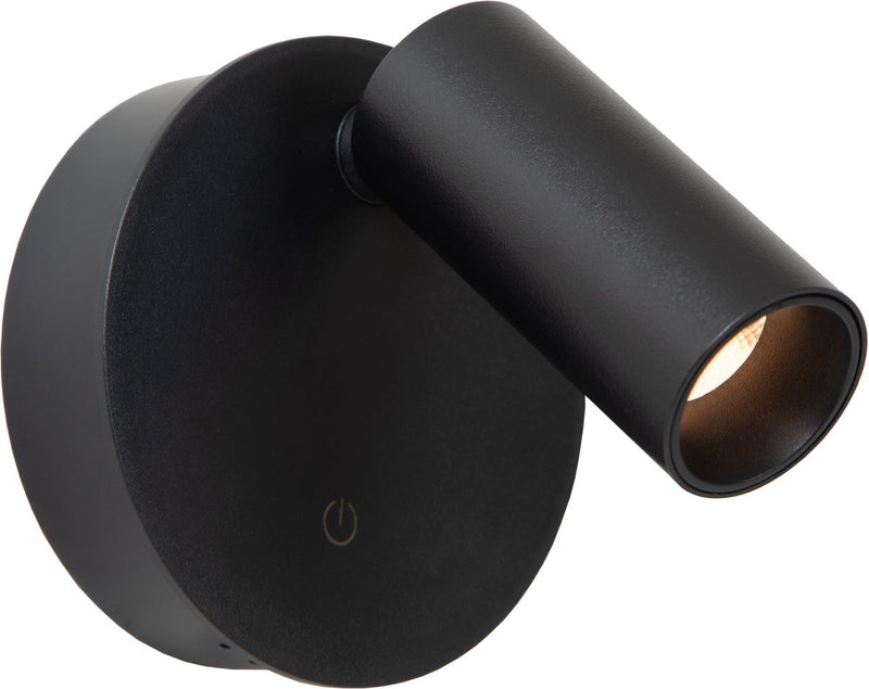 Lucide toni - lámpara de pared con foco de pared recargable - batería - ø 8,1 cm - LED regulable - CCT - 1x2W 2700K 4000K - magnético - negro