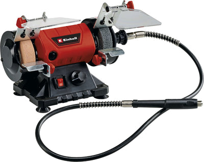 Kit amoladora de banco multiherramienta Einhell tc-xg 75 - 120 w - 0-9.900 t min - ø75x10x20 mm - incl. 1x piedra de amolar (k120), 1x muela de pulir (k400), eje flexible y juego de accesorios