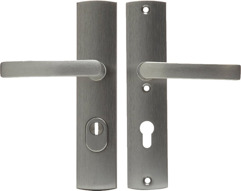 Herraje de seguridad Axa (curve plus) de acero inoxidable pulido: mango (modelo bloque) pc72 con núcleo de protección contra tracción skg***