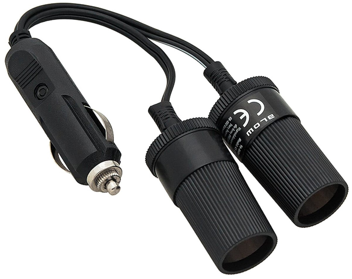 Splitter accendisigari per auto Blow - 1x spina a 2x prese + cavo CS-25 - 12v 24v - 10a - con fusibile in vetro