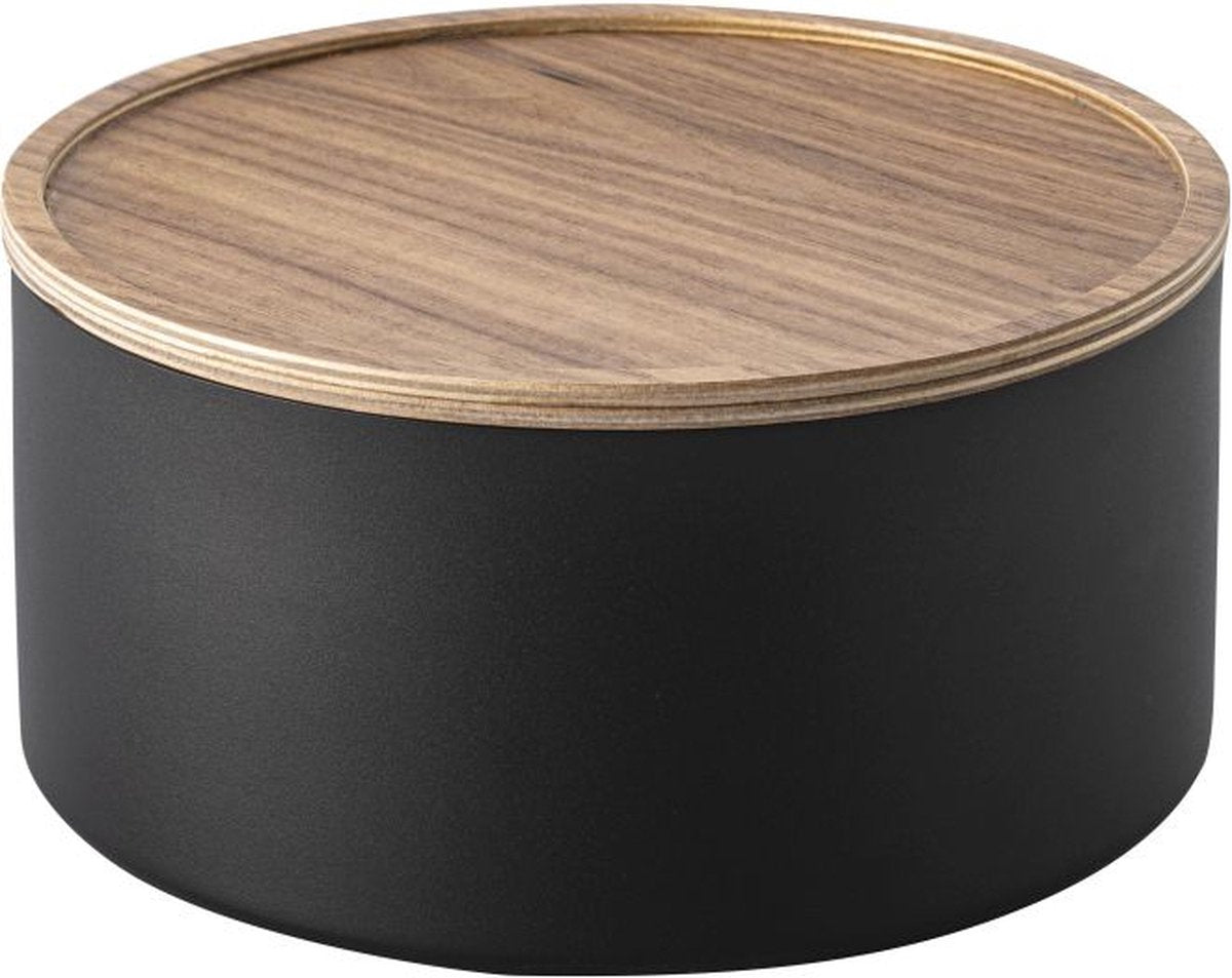 Caja de almacenamiento Yamazaki con tapa - alto - rin - negro