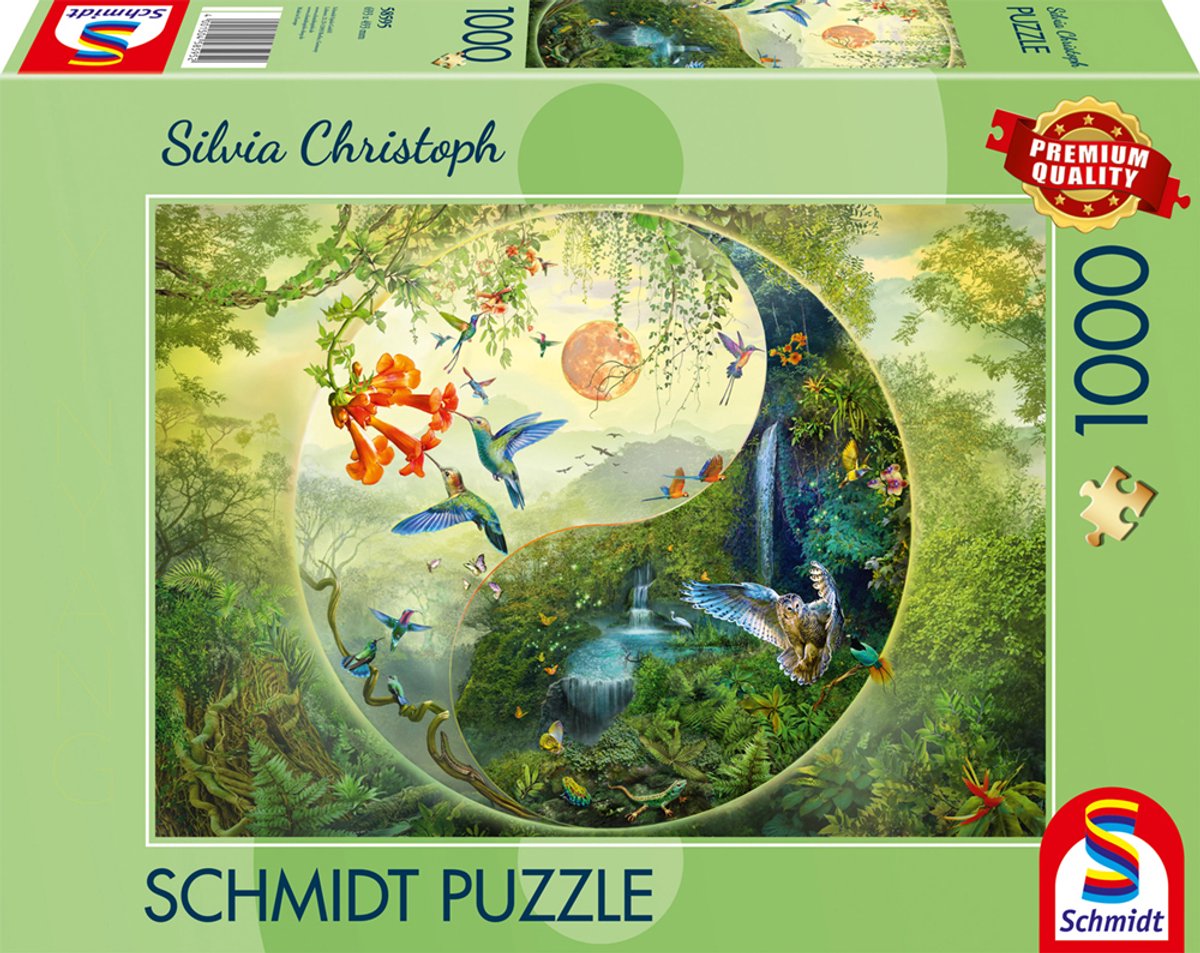 Schmidt - puzzle - yin yang, nella foresta dei colibrì - silvia christoph - 1000 pezzi - adulti - dai 12 anni