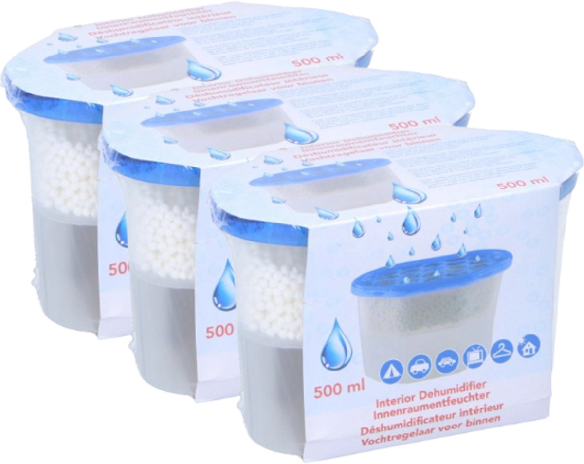 Deshumidificador sin marca – 3 x 500 ml – absorbentes de humedad para salón, baño, caravana