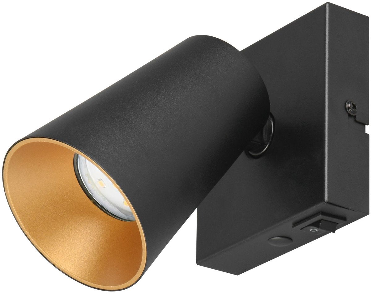 Trio nitido - spot - nero opaco - escl. 1x gu10 4,9 w - montaggio a parete e soffitto - adatto per montaggio fisso o con tassello