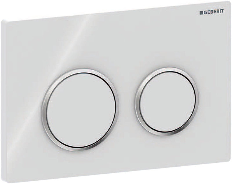 Placca di comando Geberit omega20 - 2 pulsanti da incasso - rotonda - bianco cromo lucido