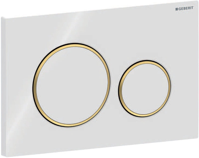Panel de control Geberit sigma20 - empotrado de 2 botones - botones redondos - oro blanco blanco