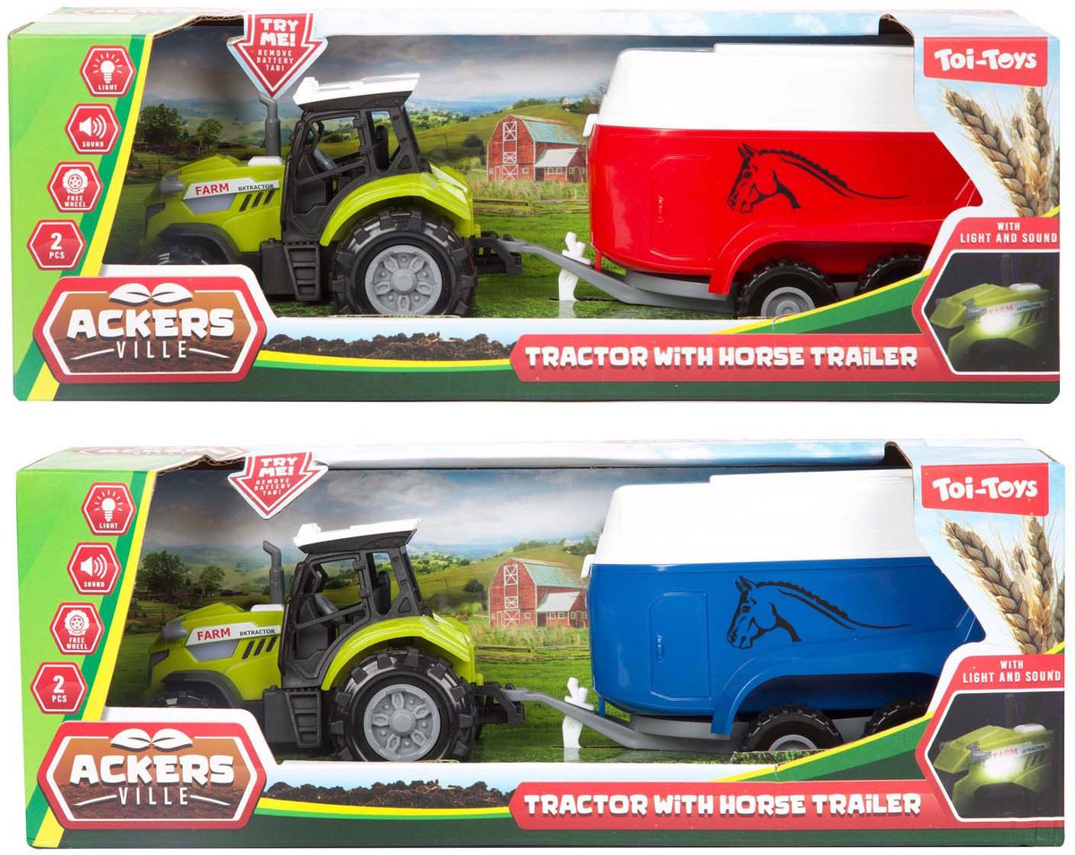 Toi-toys Ackers Ville Tractor and Trailer with Light and Sound, 10 cm