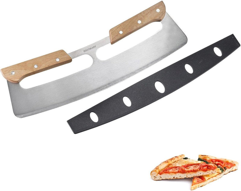 Westmark pizza rocking knife pro – cuchillo basculante para pizzas, ideal para cortar sin esfuerzo pizza o tarta flambeada – acero inoxidable, madera