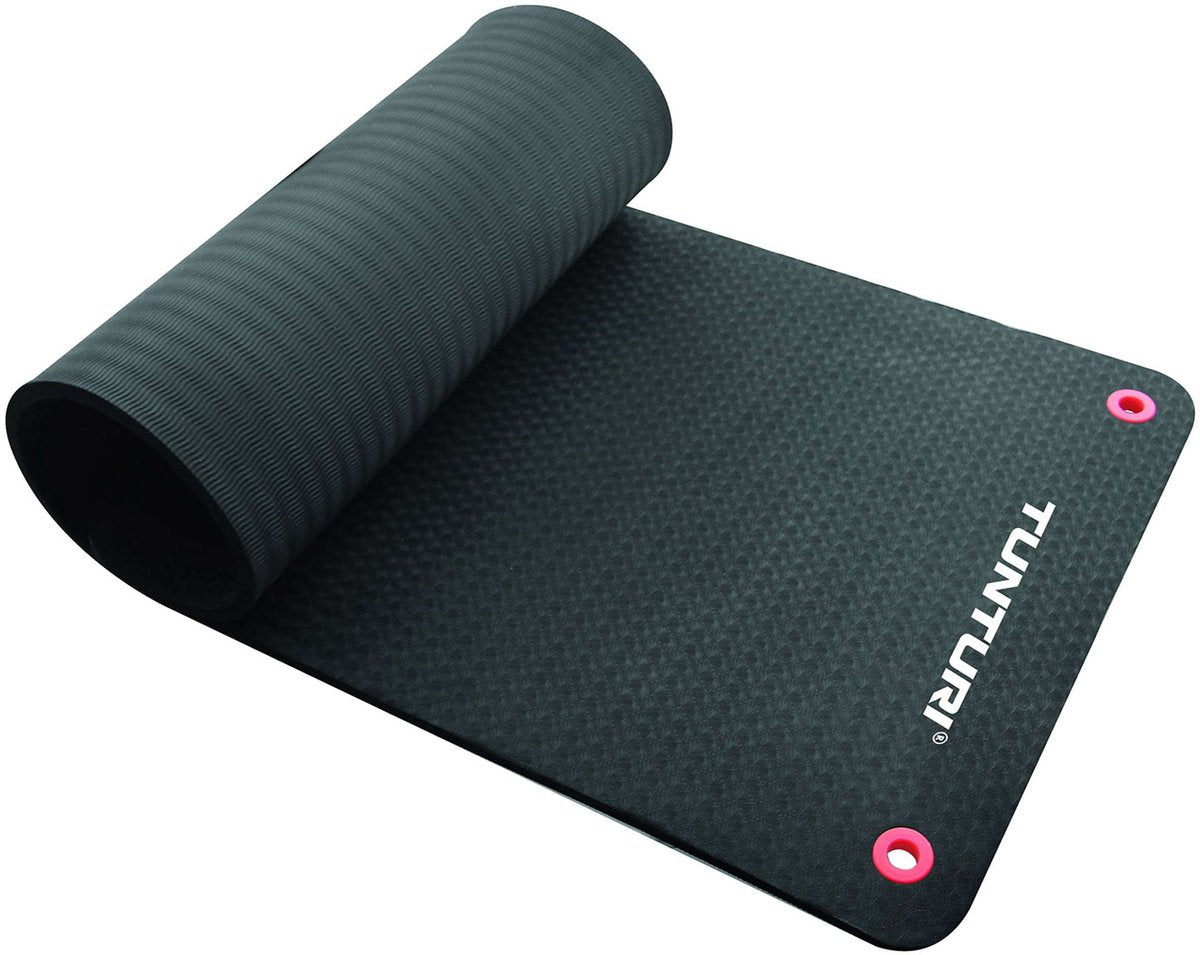 Tapete de fitness Tunturi pro - tapete de yoga - tapete de gimnasia - tapete de ejercicio - 180x60x1,5 cm - color: negro - incl. aplicación de fitness gratuita