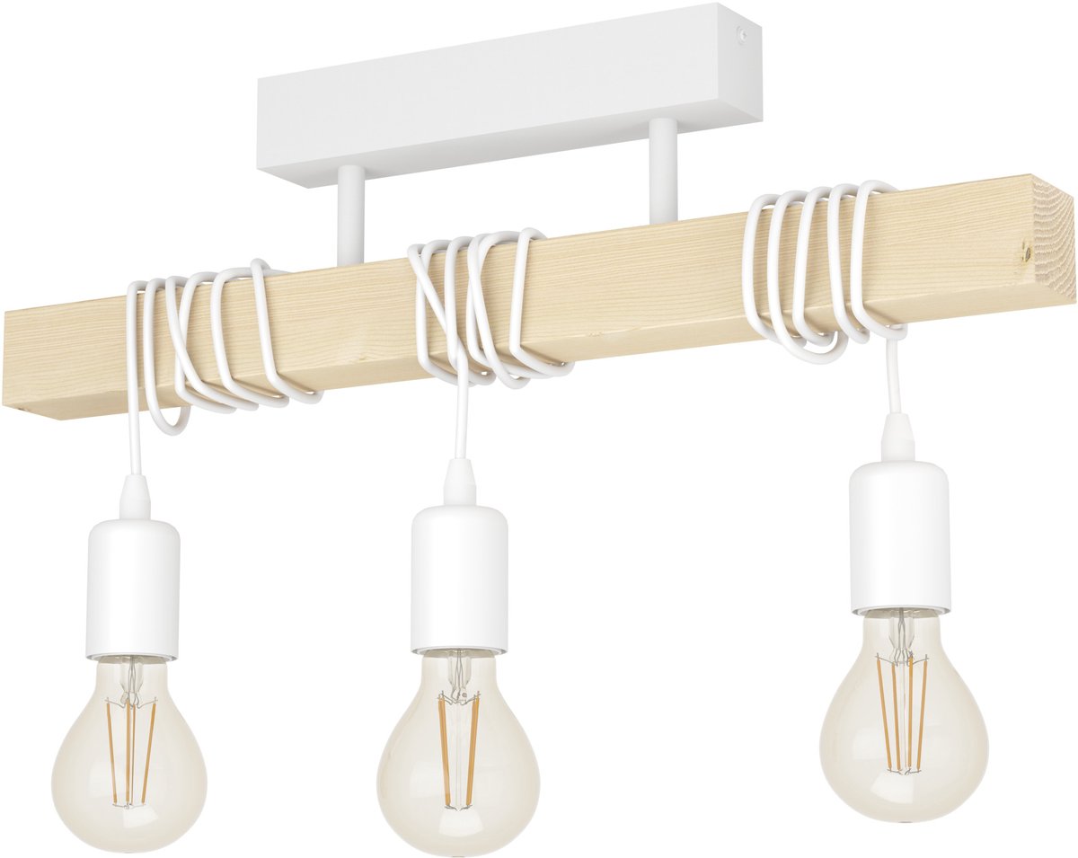 Eglo townshend plafondlamp - e27 - 55 cm - wit bruin - fsc hout