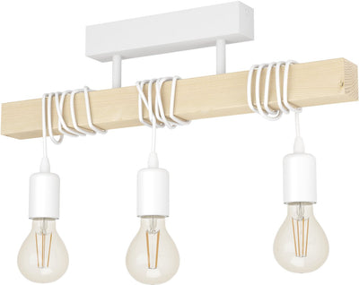 Lampada da soffitto Eglo Townshend - e27 - 55 cm - bianco marrone - legno fsc
