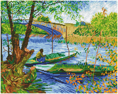 Diamond dotz® pintura de diamantes adultos - piedras redondas - paquete completo - hobby - - dd9.036 - pesca (van gogh) 40 x 50 cm