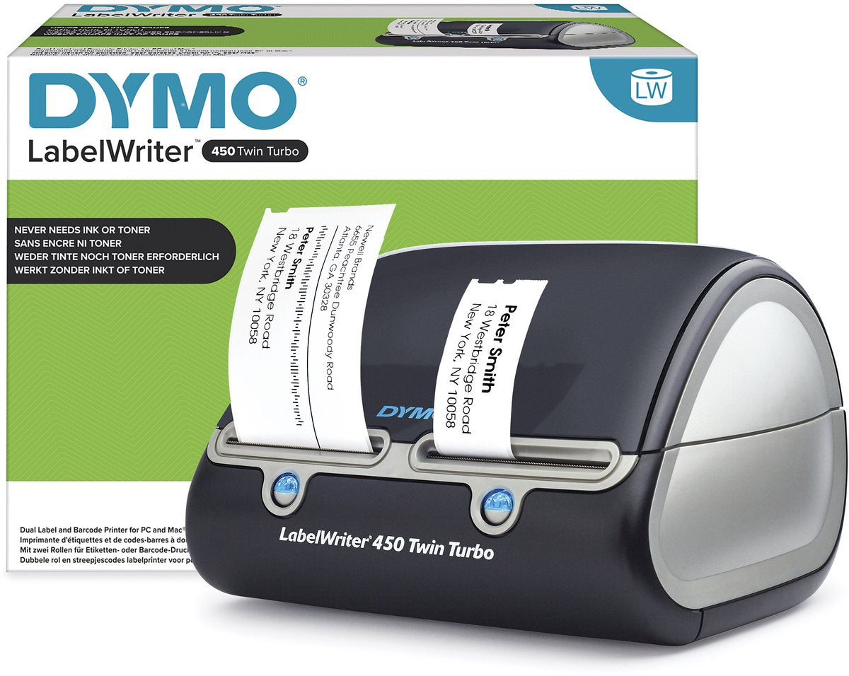 Dymo labelwriter 450 twin turbo-labelmaker | directe thermische labelprinter | snel afdrukken van labels, barcodes en meer | computerverbinding | voor thuis en op kantoor