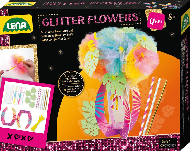 Juego de manualidades con flores brillantes de Lena: juguetes creativos para niños.
