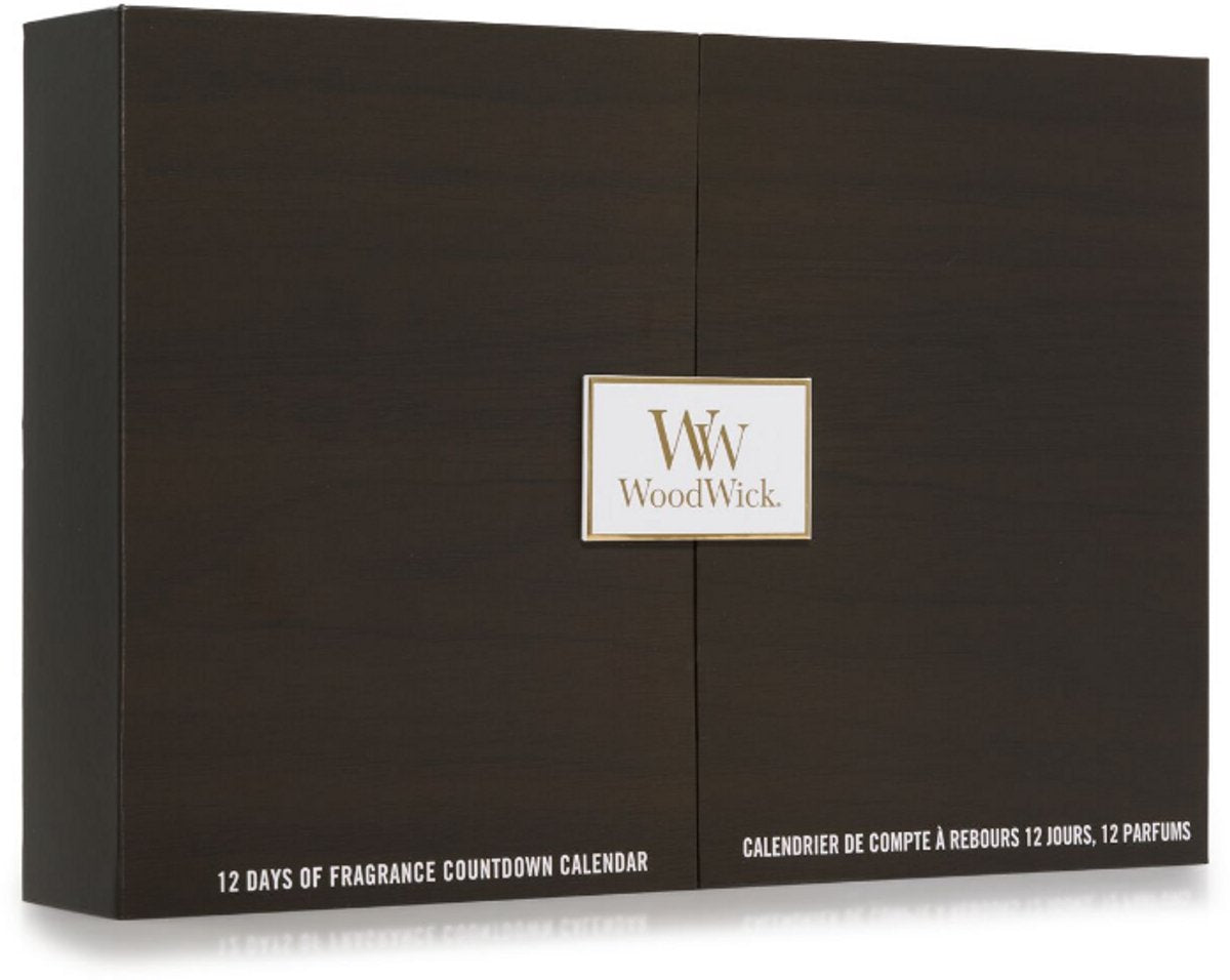 Woodwick - set de regalo de calendario de adviento de lujo - 12 días de navidad - 12 velas - hasta 180 horas de funcionamiento