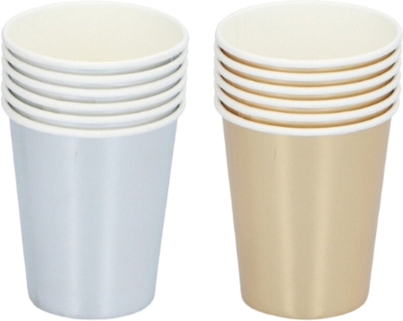 Vasos desechables Party Casa - Vasos para beber - Vasos apilables para fiestas y eventos - Vasos de fiesta para bebidas frías - Disponibles en plata u oro - 1 variante aleatoria