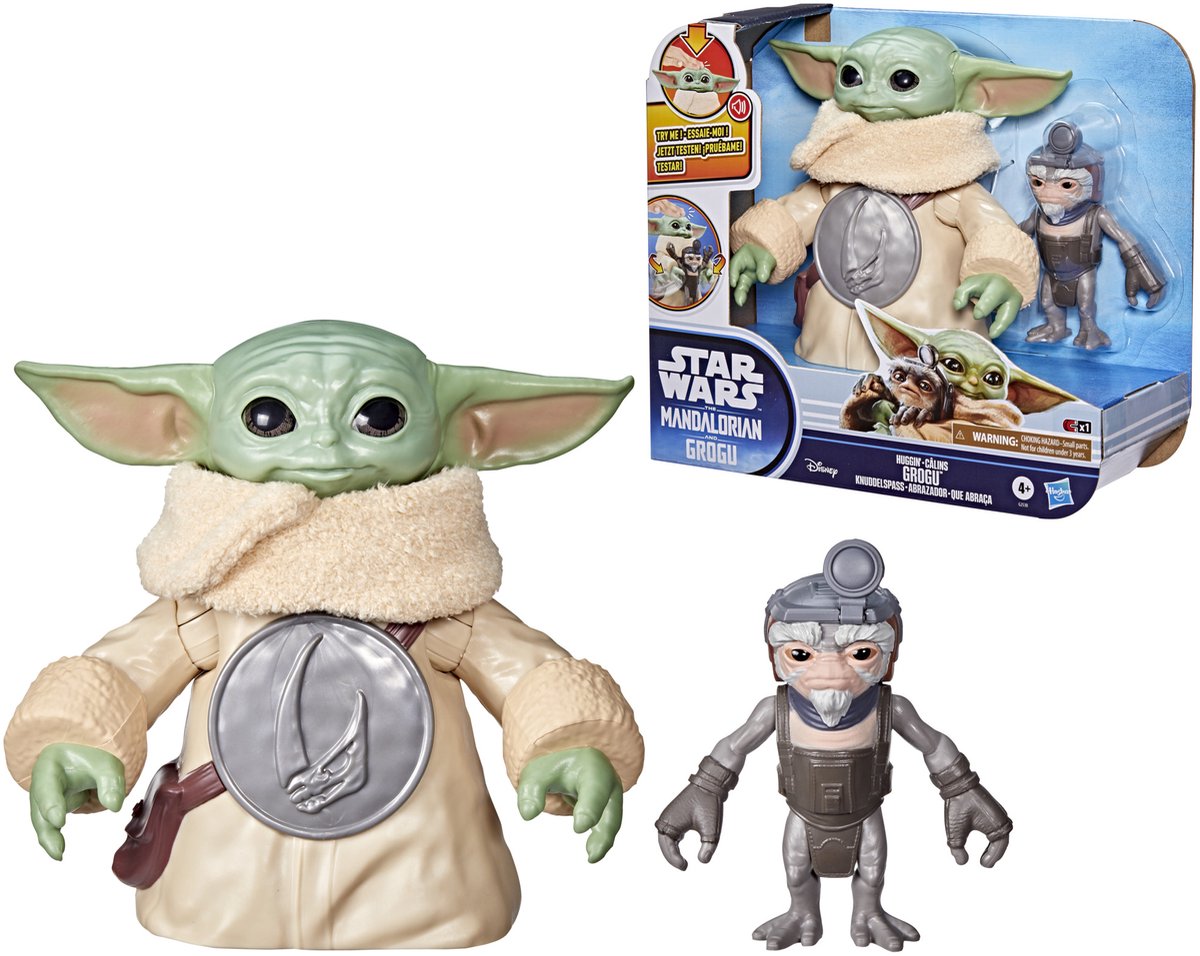 Star wars hasbro : the mandalorian grogu electronic action figure huggin' grogu anzellan 17 cm action figuur
