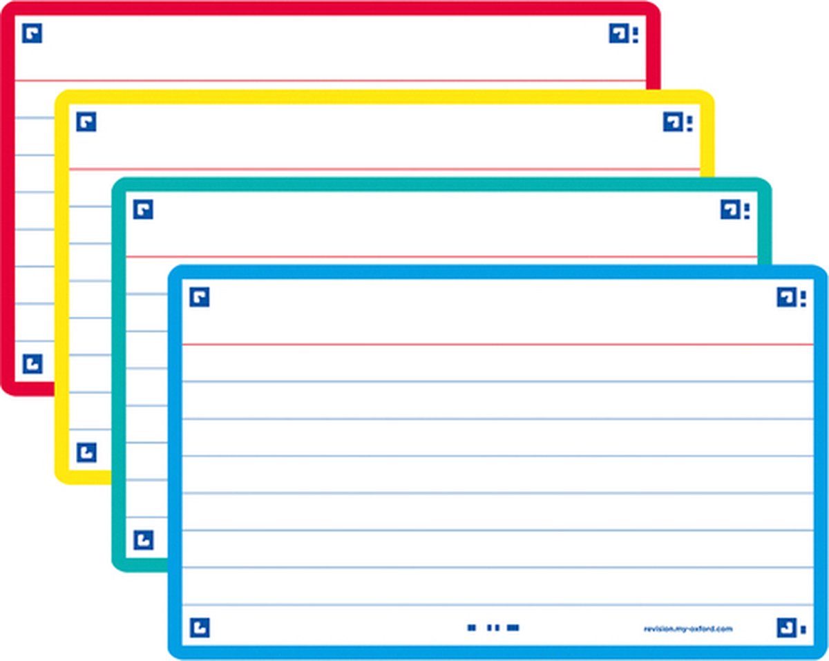 Oxford flash 2.0 flashcards - ruled - a7 - 80 pieces - 4 colors