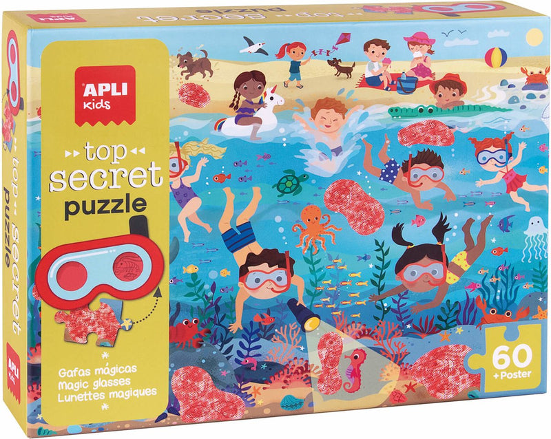 Apli kids - puzzle spiaggia top secret (60 pezzi).