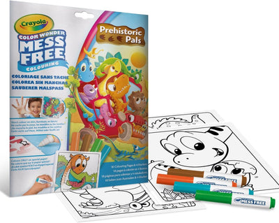 Crayola - maravilla del color - libro para colorear - 18 páginas para colorear con 4 rotuladores sin manchas - tema amigos dinosaurios