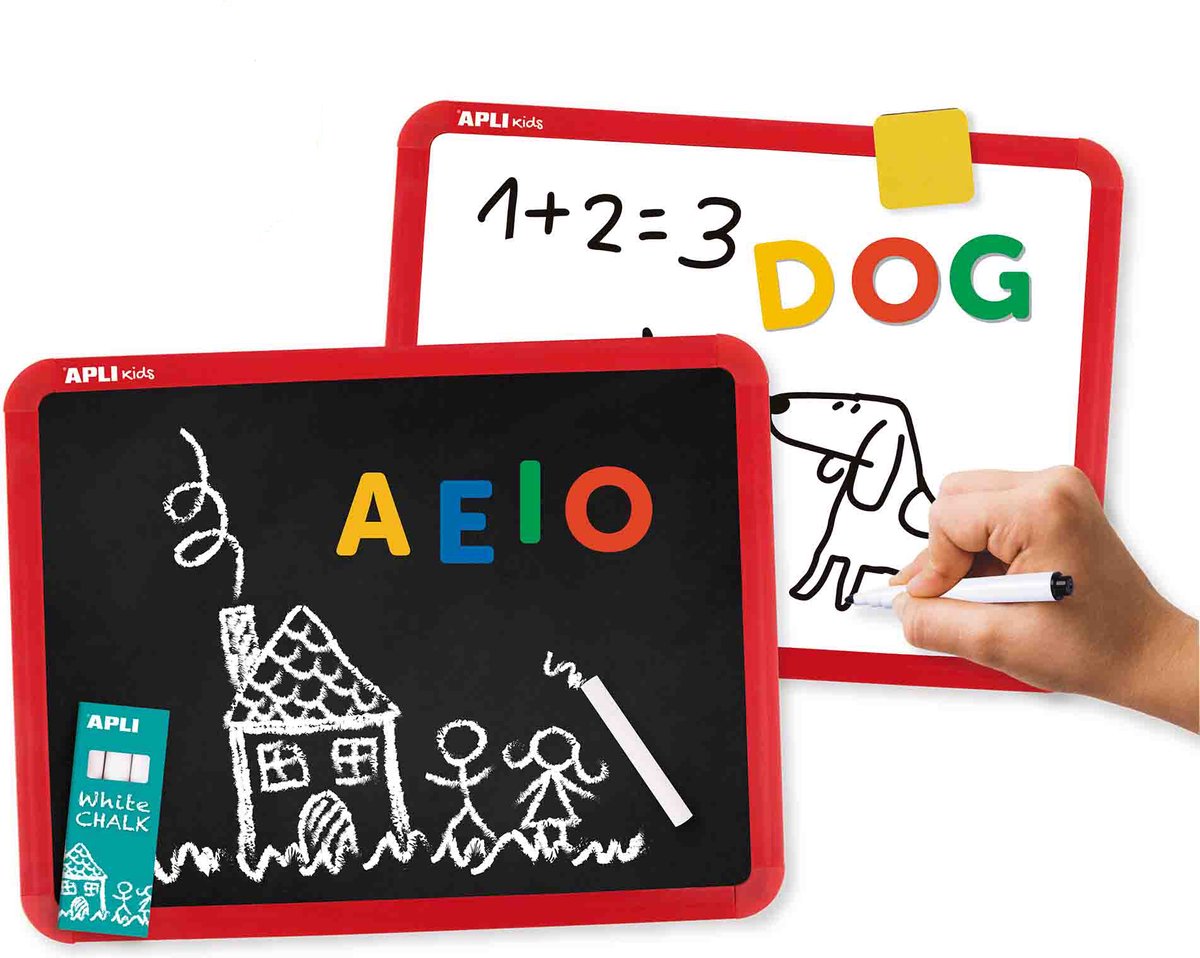 Apli kids dubbelzijdig magnetisch schrijfbord stift krijt
