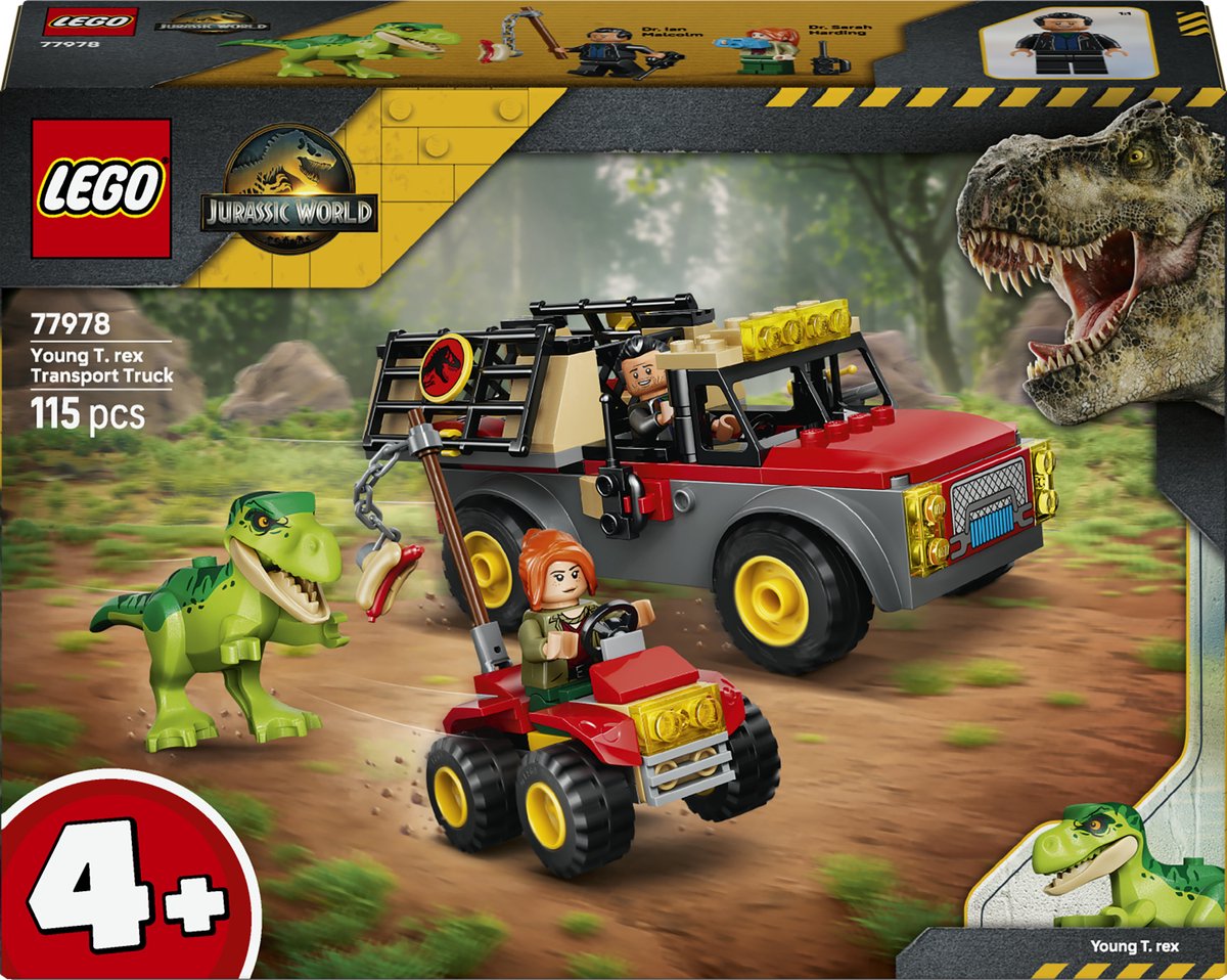 Lego Jurassic World Young T. Rex camion da trasporto Dino giocattoli per bambini da 4 anni 77978