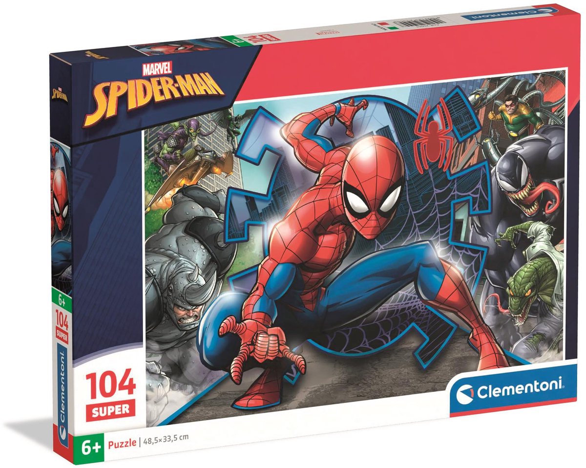 Clementoni - puzzel - 104 stukjes - super spider-man - kinderpuzzel - vanaf 6 jaar