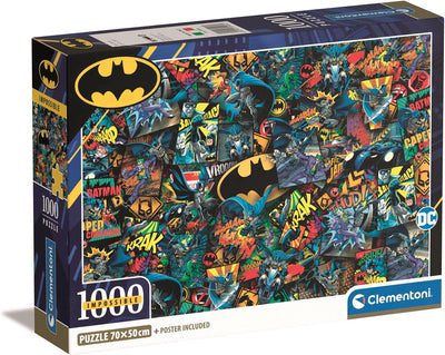Clementoni - puzzle - batman - dc - 1000 pezzi - impossibile - con poster - da 14 anni