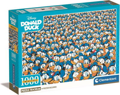 Clementoni - puzzle - 1000 pezzi - paperino impossibile compatto - da 14 anni